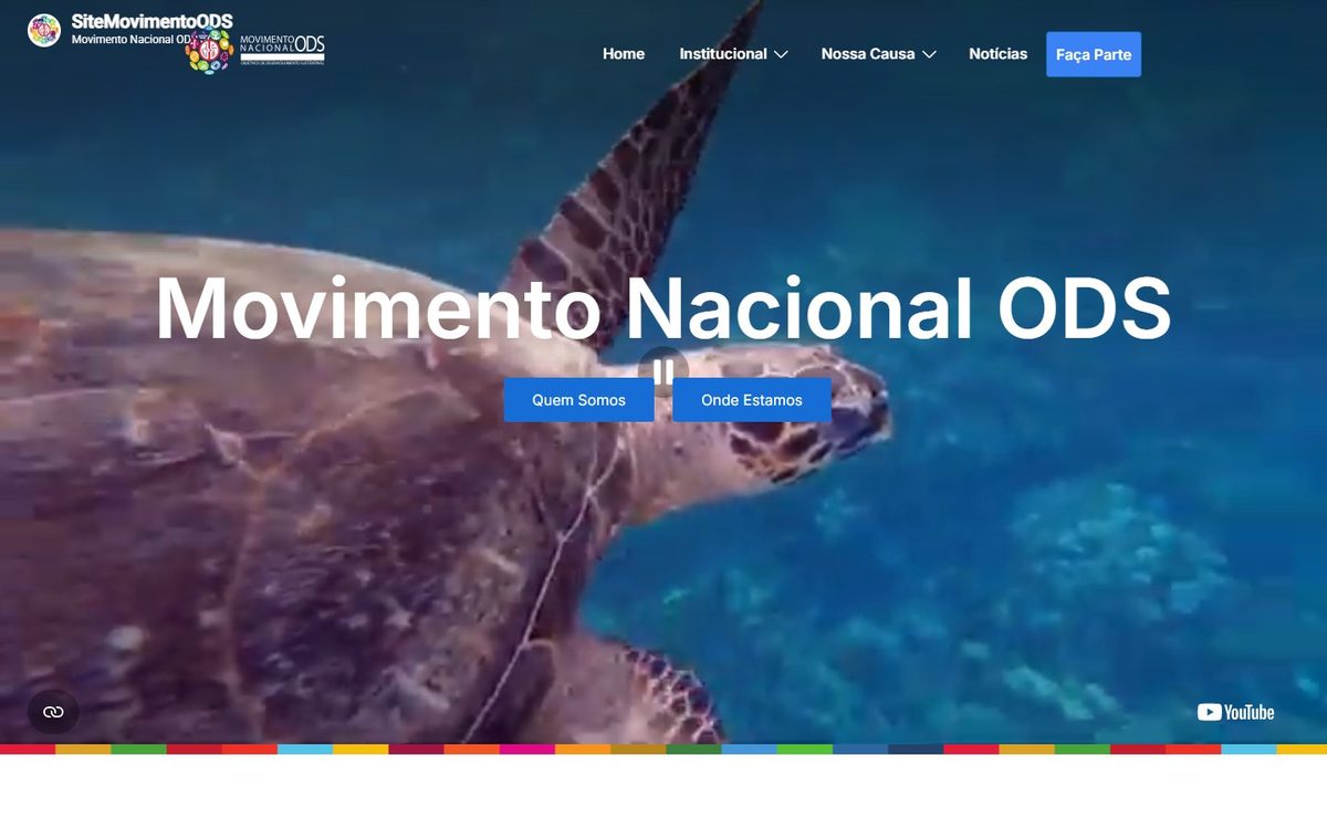 Página inicial do portal Movimento Nacional ODS, com a apresentação da Agenda 2030